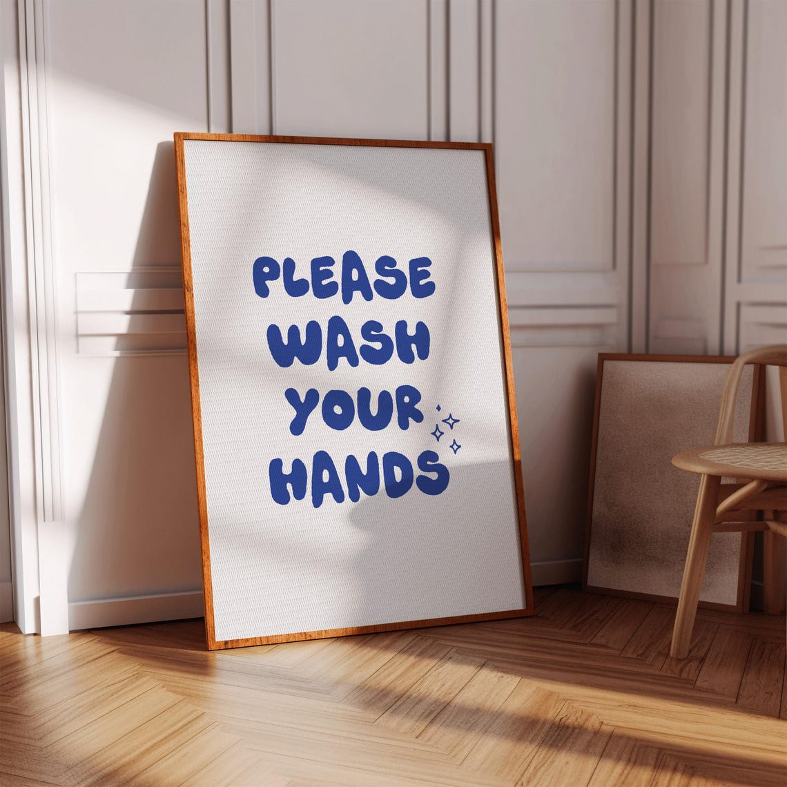 Please Wash Your Hands Blue Bubble Sparkle Bathroom Reminder Poster - Image 3