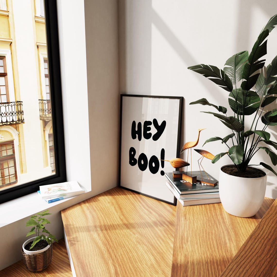 Hey Boo Bold Black Bubble Letter Halloween Fun Decor Wall Poster - Image 2