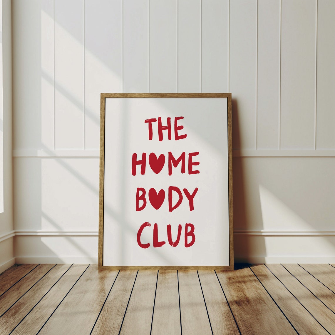 The Homebody Club Print Homebody Club Wall Art Cute Apartment Minimalist Wall Art Trendy Gifts For Introverts Red Wall Art - Image 2