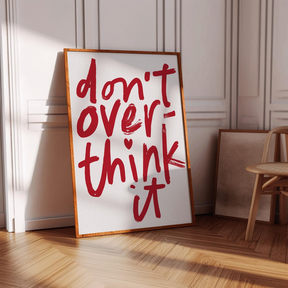 Don't Overthink It Quote Print, Preppy Dorm Wall Art