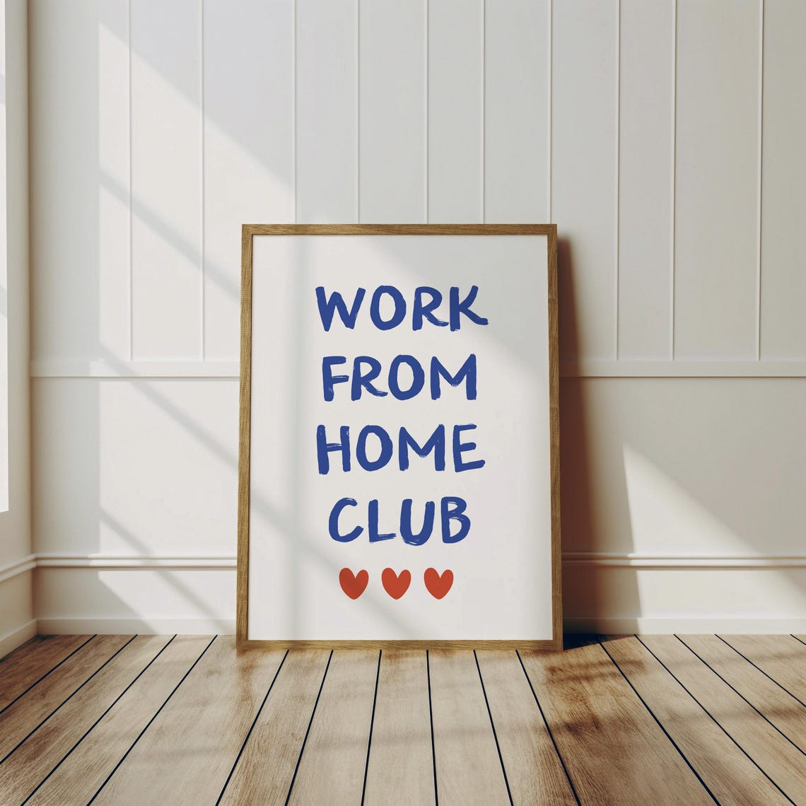 Work From Home Club Blue Lettering Red Hearts Office Quote Poster - Image 3