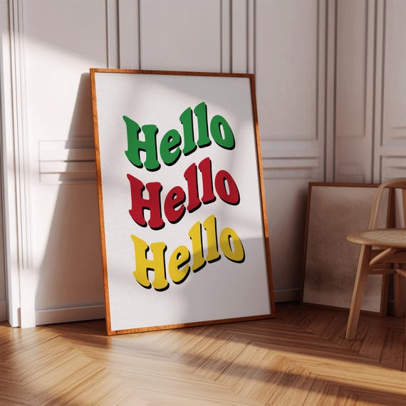 Hello Wall Art Cute Apartment Decor Hi Entryway Art Print Great Gifts For Apartment Warming Housewarming Gifts Hospitality Print