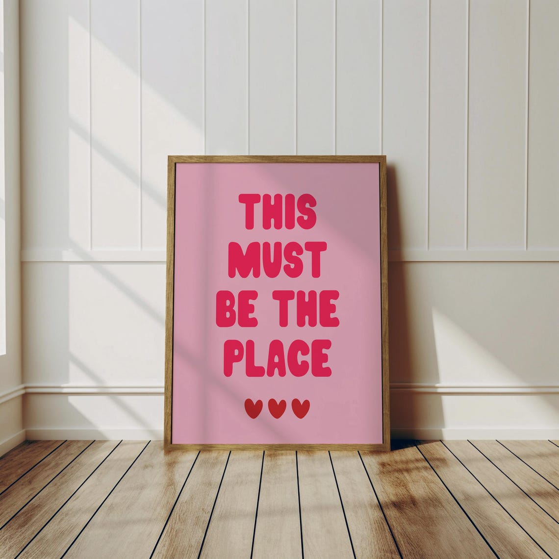 This Must Be The Place Pink Bubble Letter Hearts Entryway Poster - Image 3