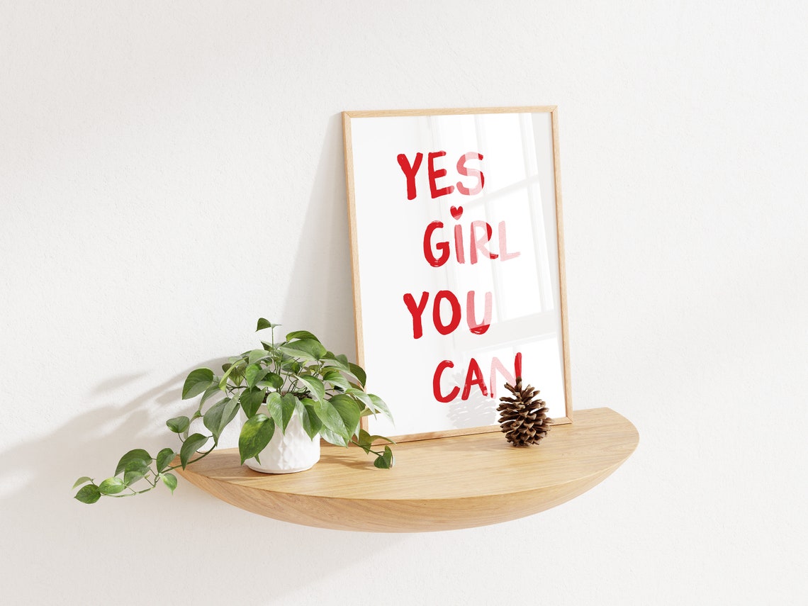 Yes Girl You Can Feminist Print Feminism Poster Positive Art Decor Affirmation Print Girl Room Decor Teen Girl Wall Art Gift For Her - Image 3