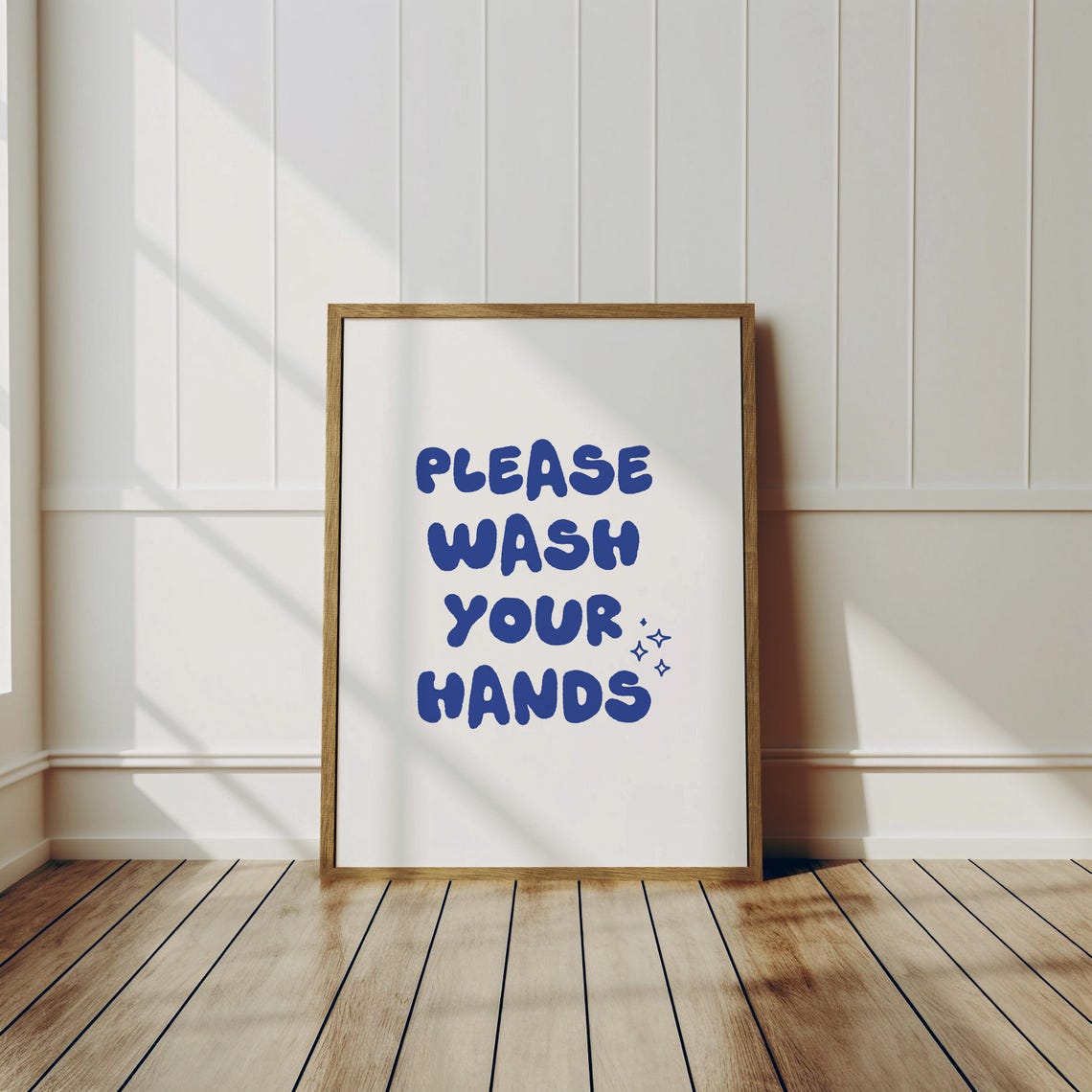 Please Wash Your Hands Blue Bubble Sparkle Bathroom Reminder Poster - Image 2