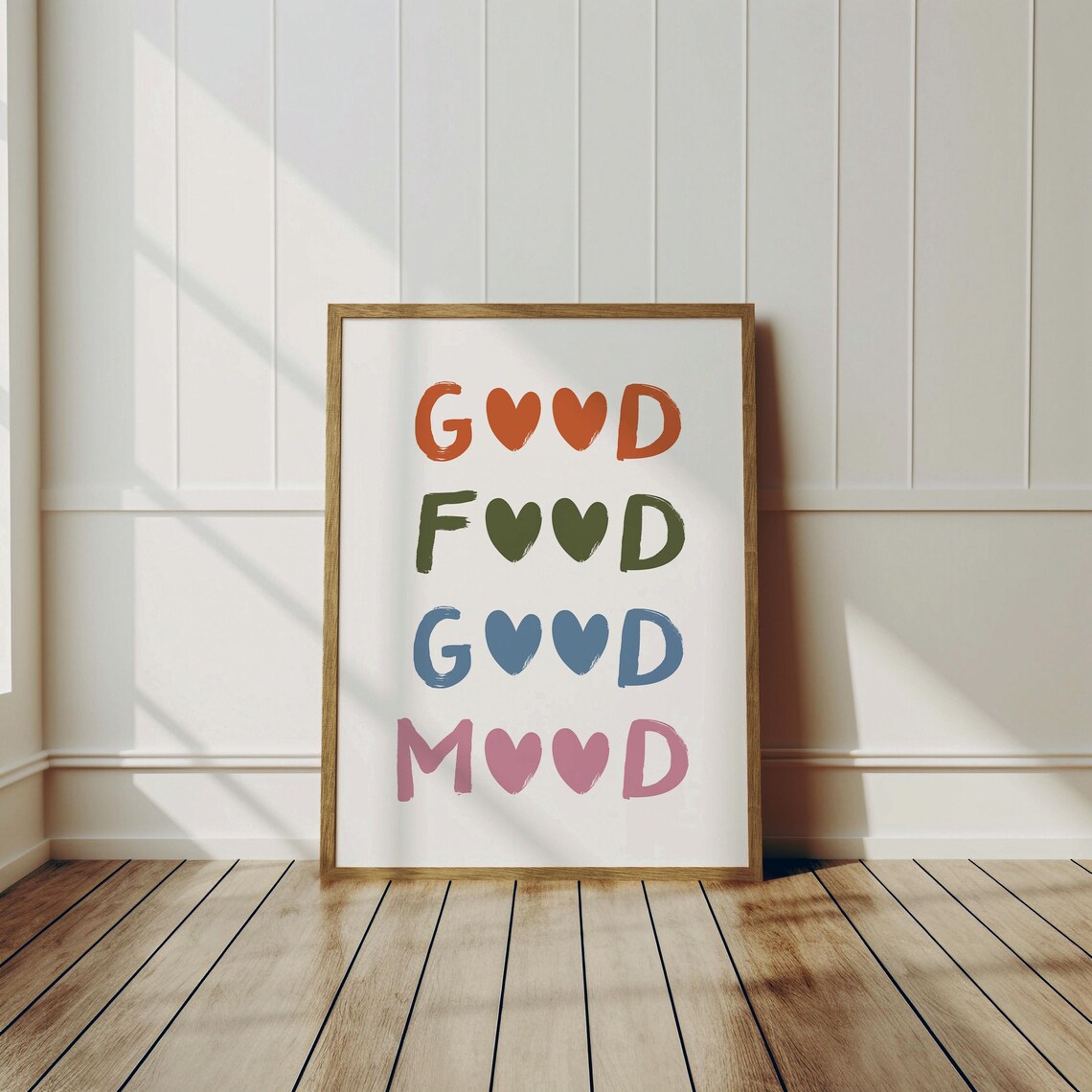 Good Food Mood Poster, Minimalist Typography Art Print
