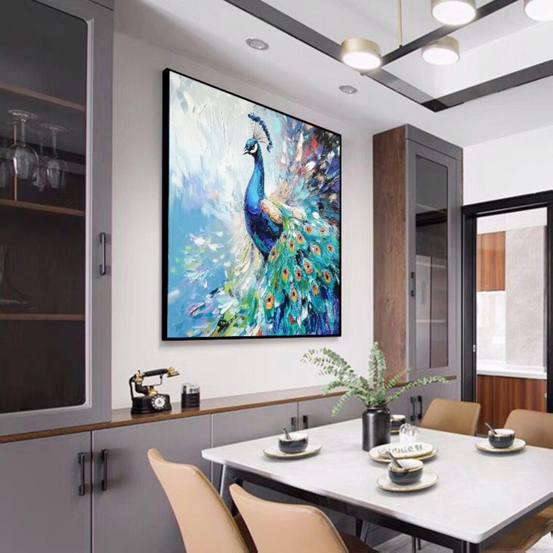 Impressionist Peacock Art Print, Colorful Display - Image 2