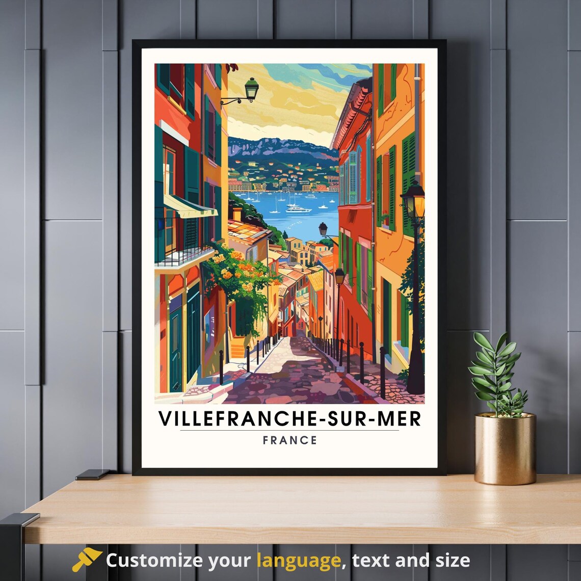 Villefranche Sur Mer France Harbor Street Colorful Riviera Poster