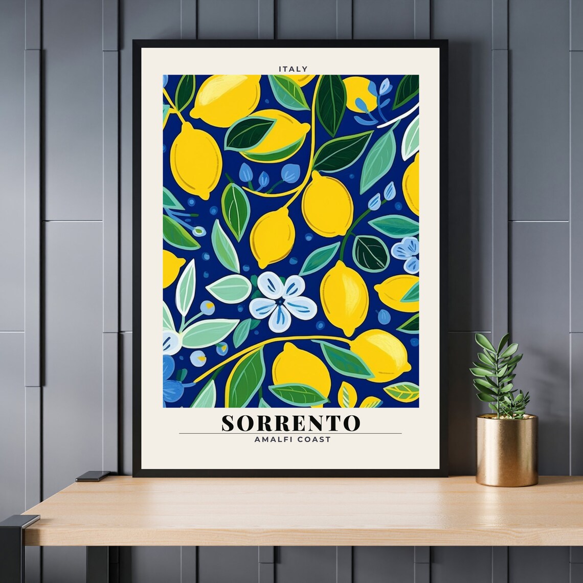 Sorrento Lemon Amalfi Travel Poster, Kitchen Print