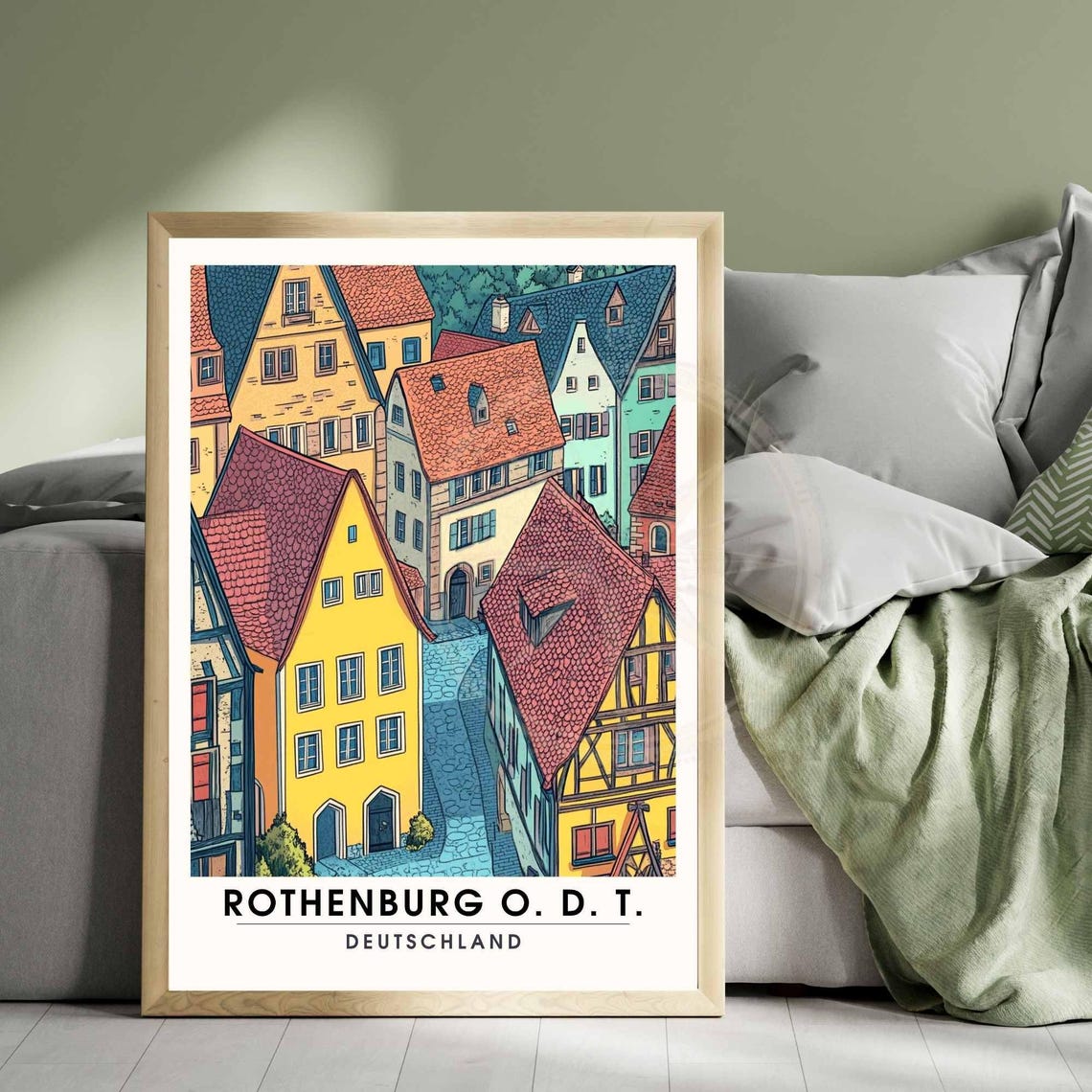 Rothenburg O. D. T. Rooftops Old Town Aerial View Travel Poster - Image 3