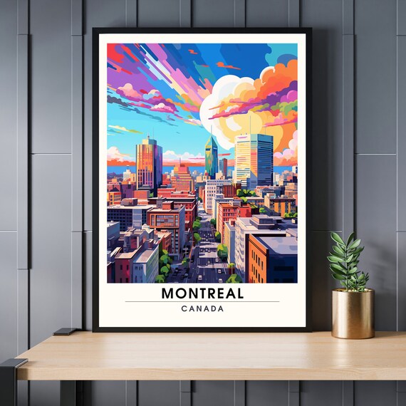 Montreal Canada Downtown Skyline Pop Art Color Travel Poster
