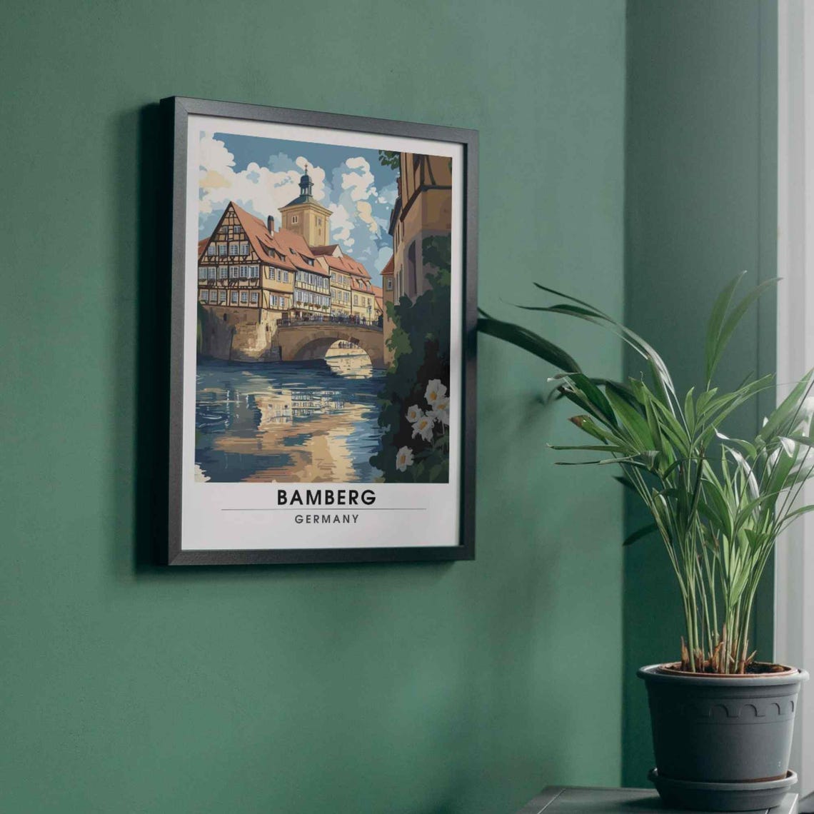 Bamberg Historic Town Hall Bridge River Reflection Germany Poster - Image 4