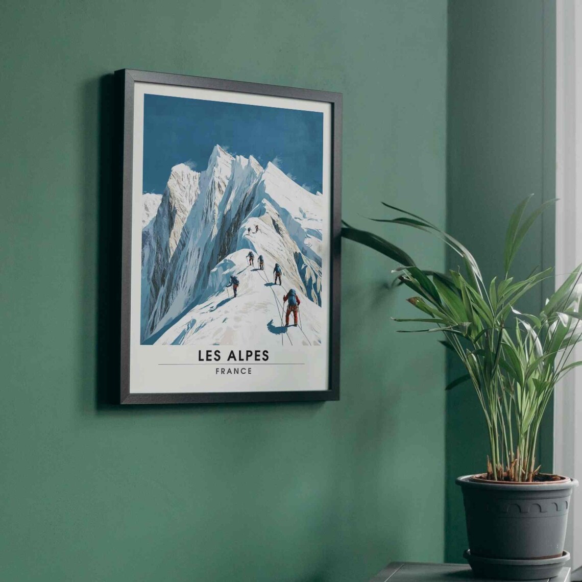 Les Alpes France Roped Mountaineers Snowy Ridge Climb Travel Poster - Image 4