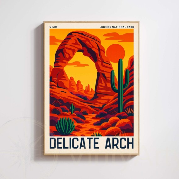Delicate Arch Arches National Park Utah Sunset Desert Rock Poster