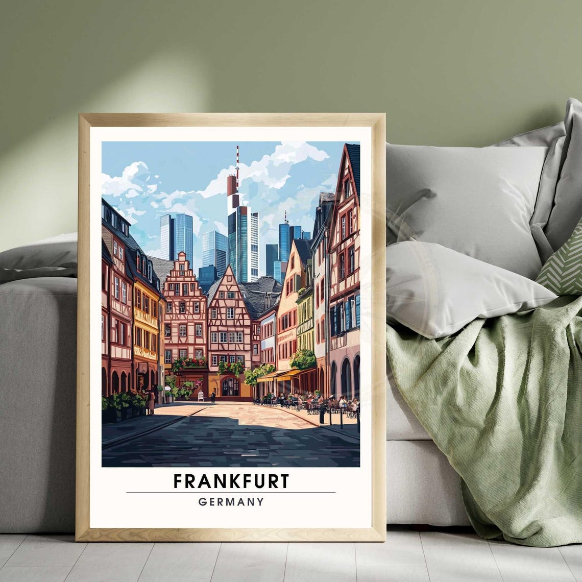 Frankfurt Old Town Square Modern Skyline Germany Travel Poster - Image 3