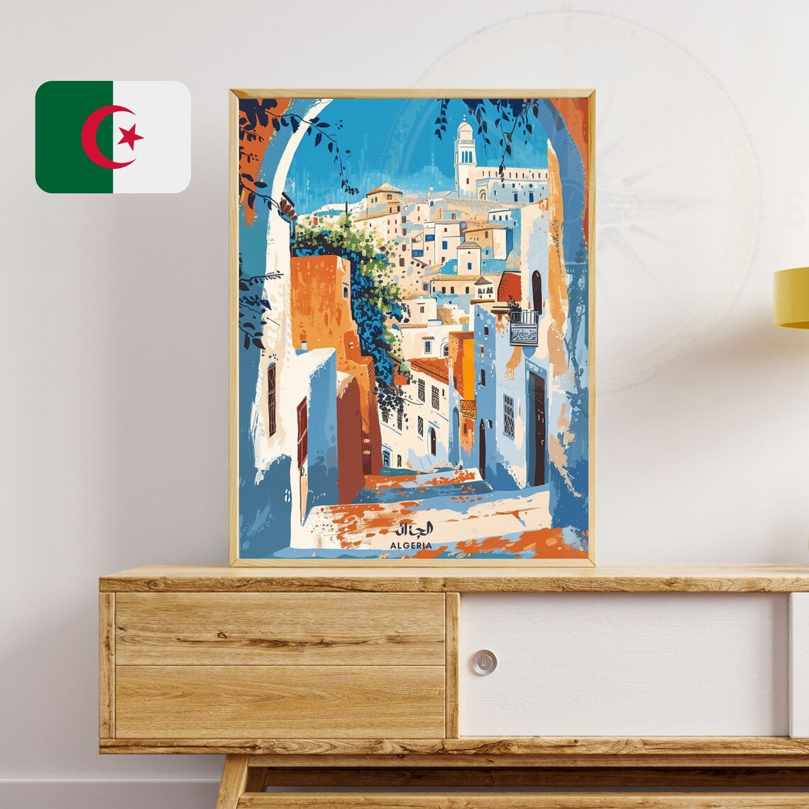 Algiers Algeria Casbah Blue Medina Street Old Town Art Poster