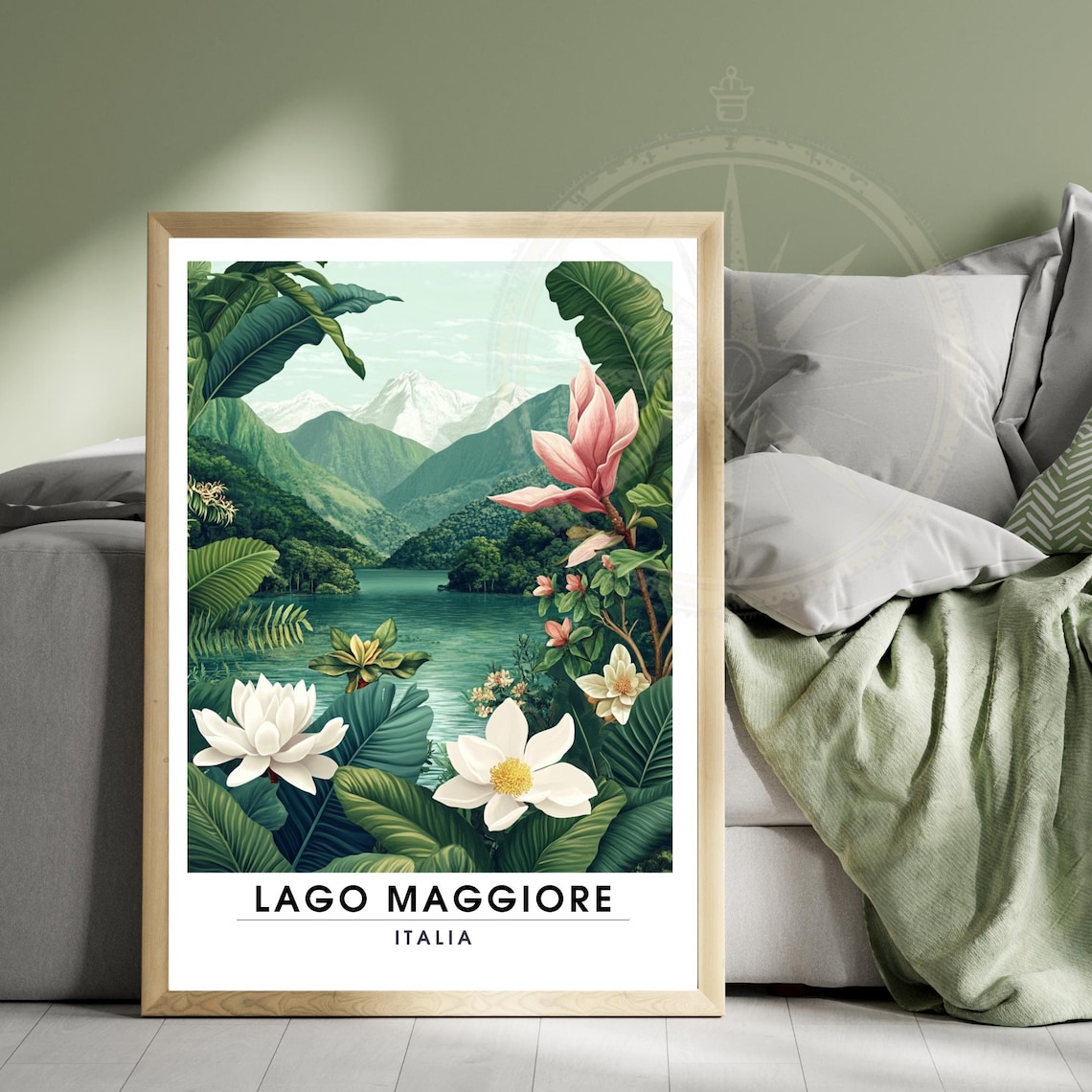 Lago Maggiore Italy Tropical Flowers Botanical Travel Poster