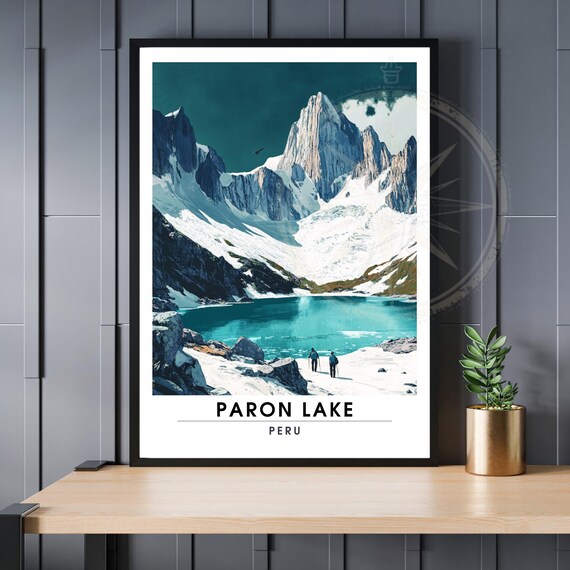Paron Lake Peru Andes Turquoise Alpine Lake Vintage Travel Poster