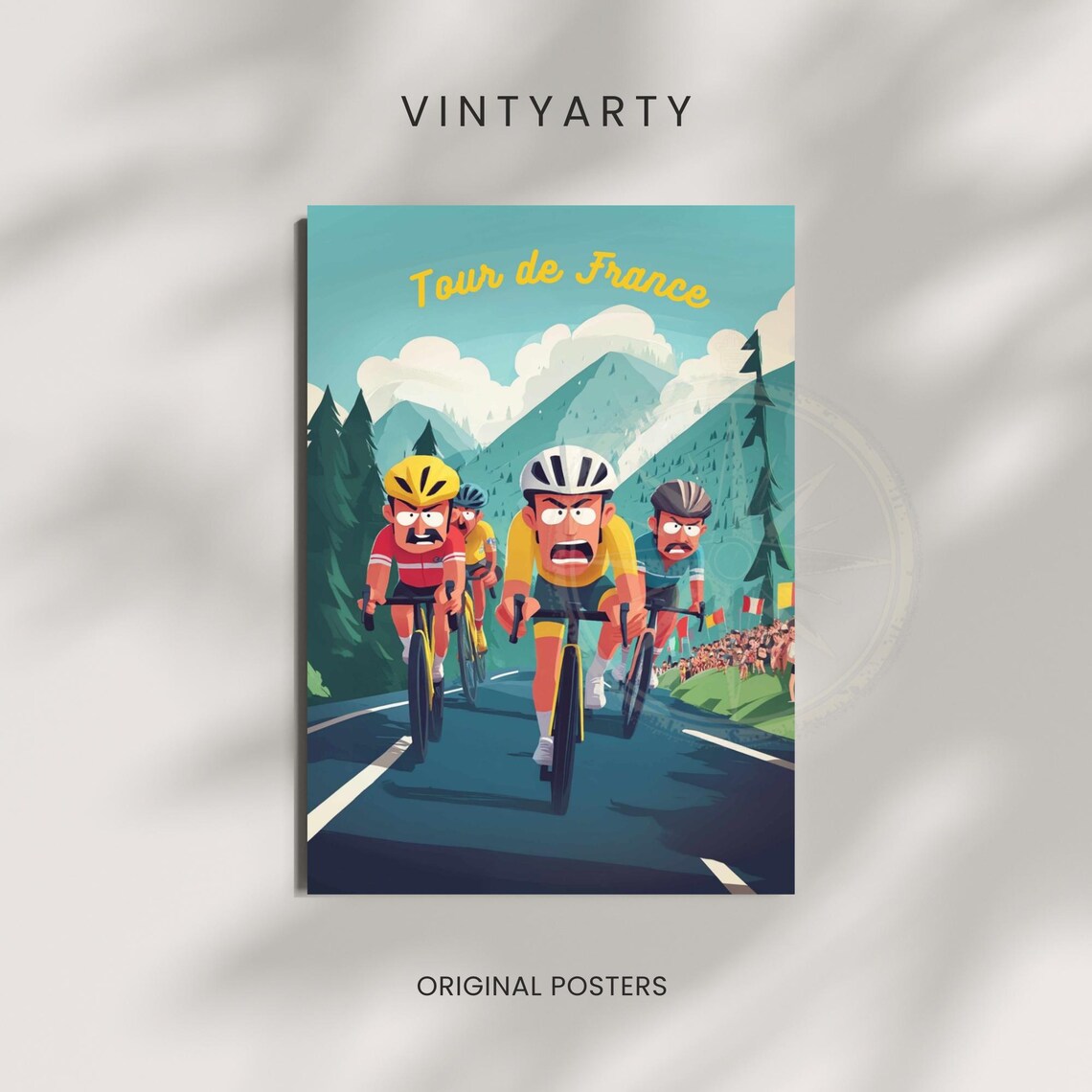 Tour de France Funny Cartoon Riders Mountain Race Sports Poster - Image 4