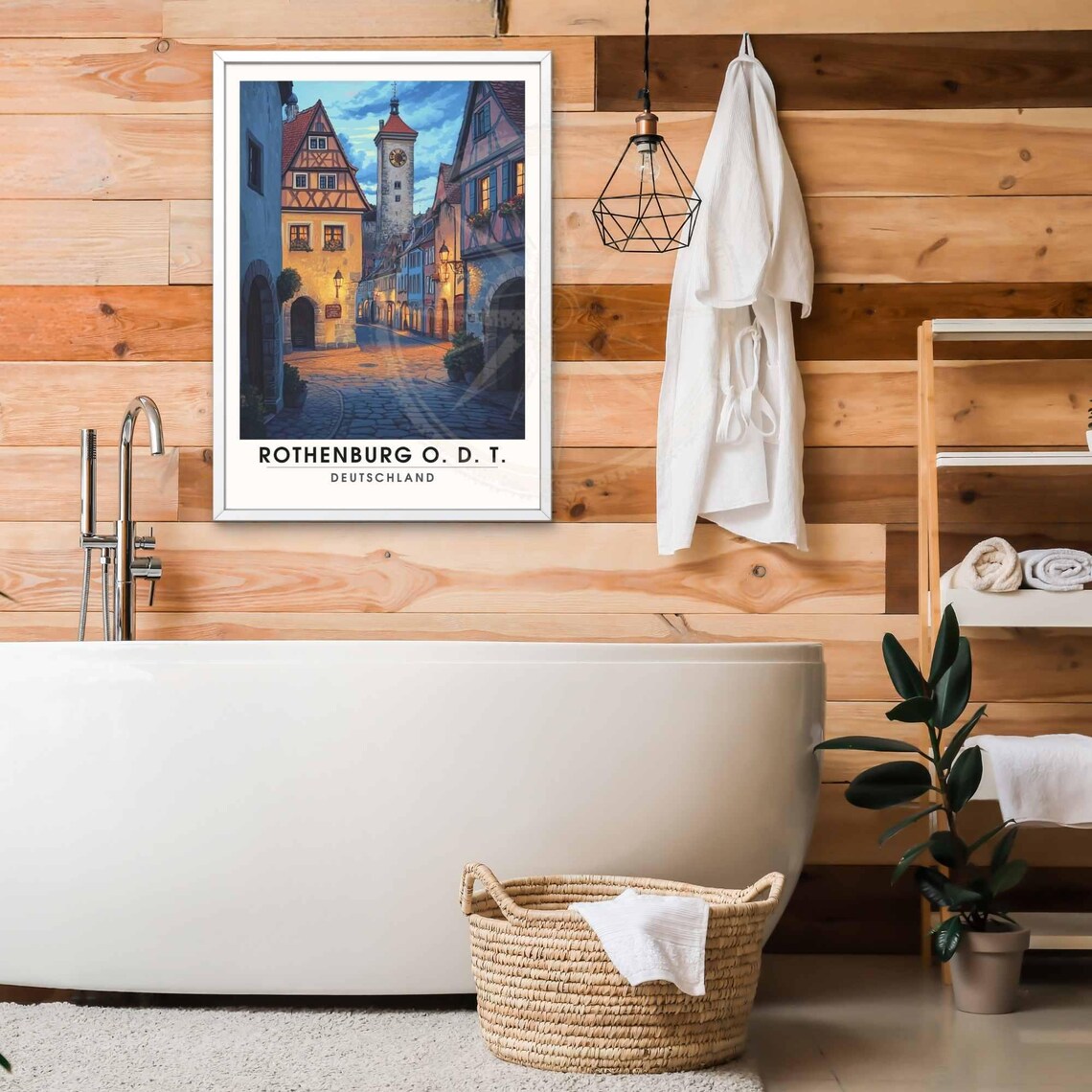 Rothenburg O. D. T. Old Town Clock Tower Evening Travel Poster - Image 2