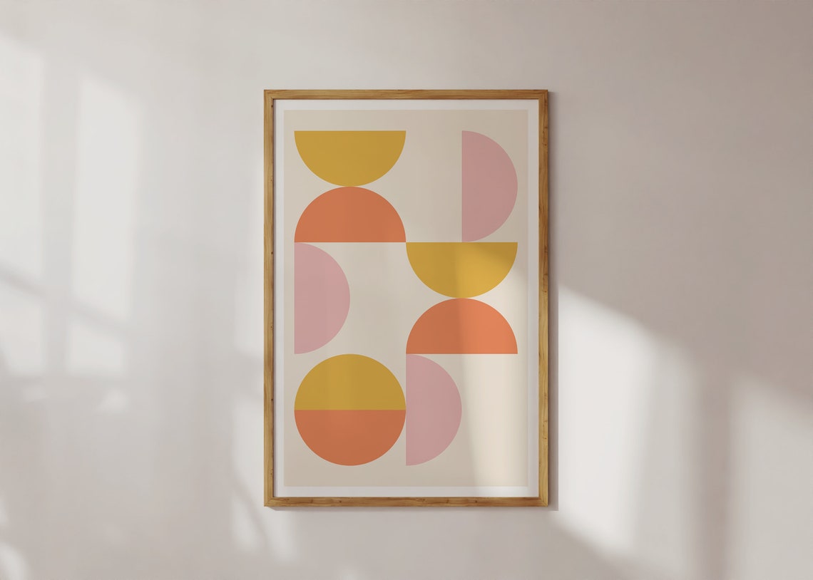 Terracotta Pink Half Circle Warm Modern Minimalist Art Poster