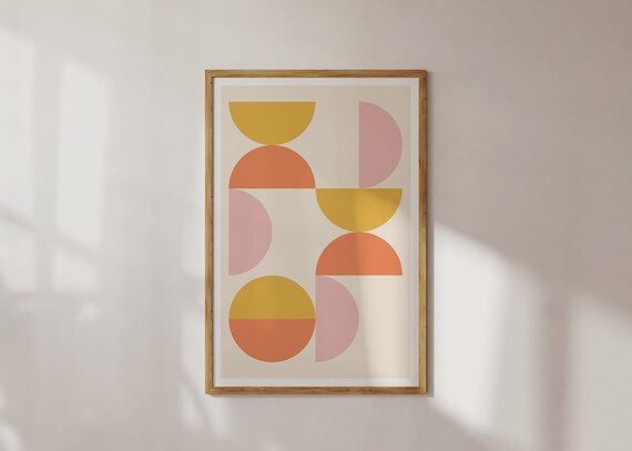 Wall Art Print Geometric Poster Abstract Minimalist Wall Art Funky Wall Dcor Mid Century Modern Art