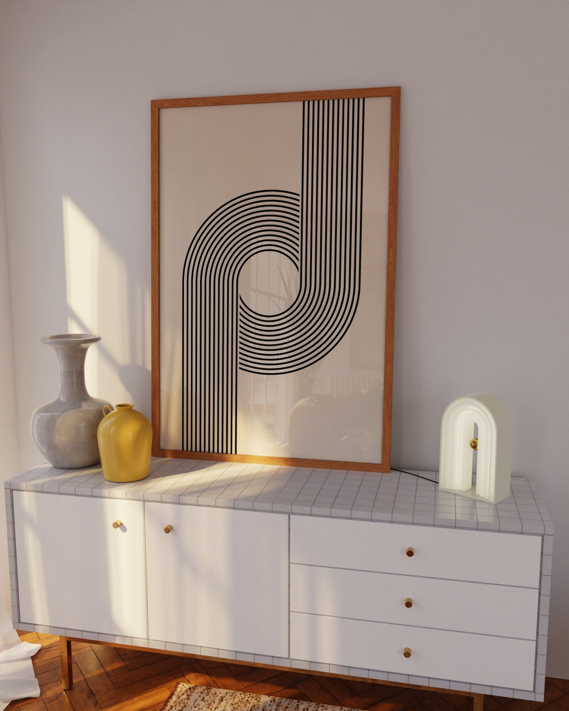 Black Concentric Loop Continuous Single Line Abstract Art Poster - Image 3