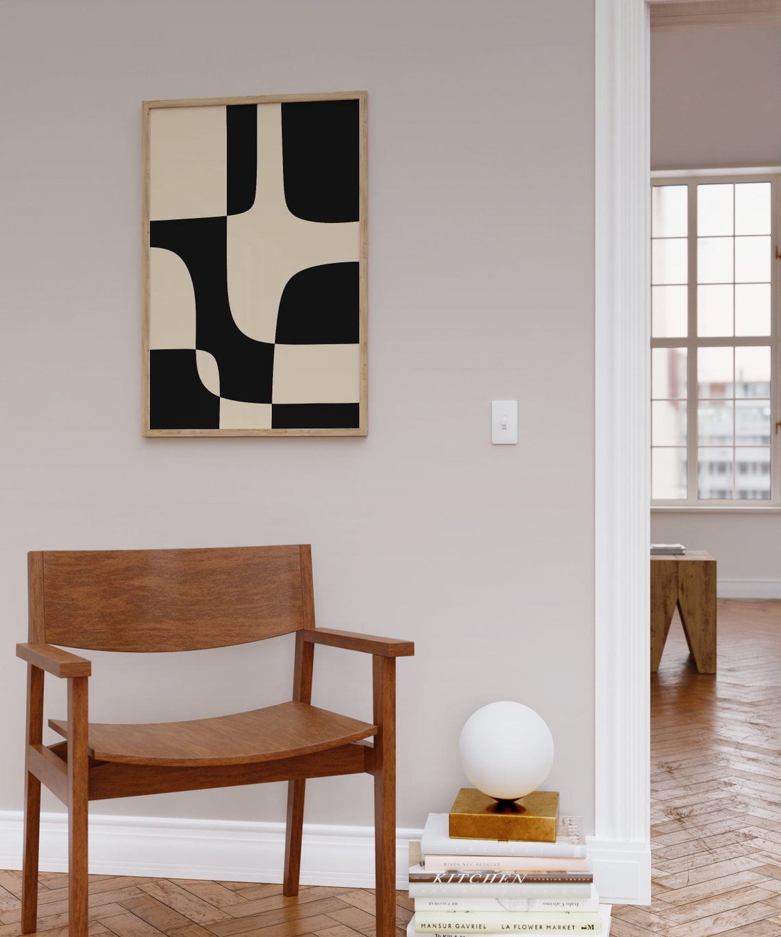 Black And Cream Geometric Puzzle Blocks Abstract Wall Poster - Image 4