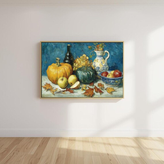 Rustic Pumpkin Still Life Art Print Vintage Autumn Decor