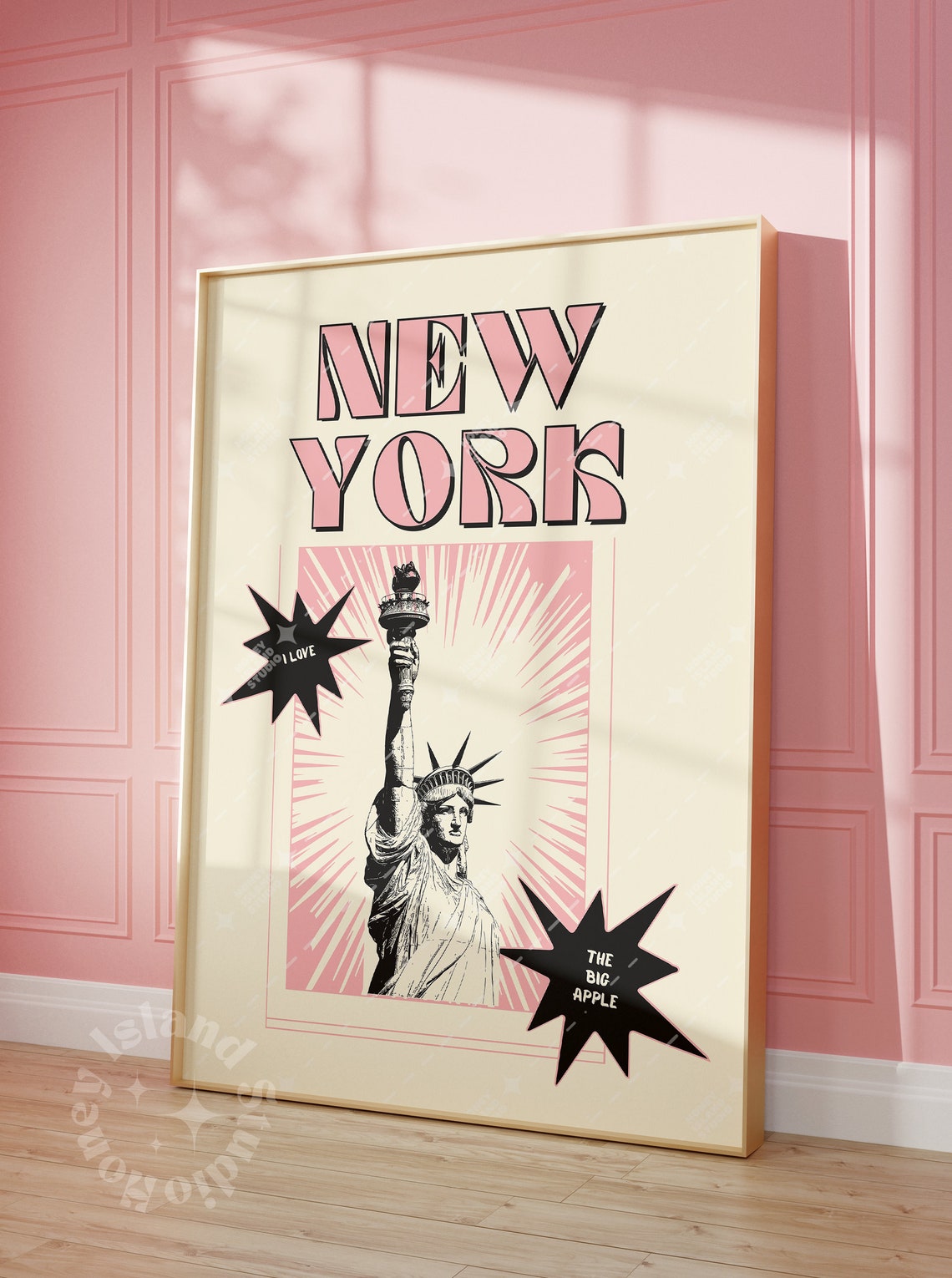 New York Retro Pink Statue of Liberty Big Apple Pop Art Poster