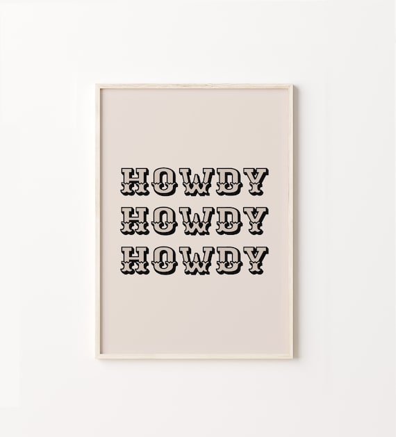 Black Howdy Western Cowgirl Boho Art Print