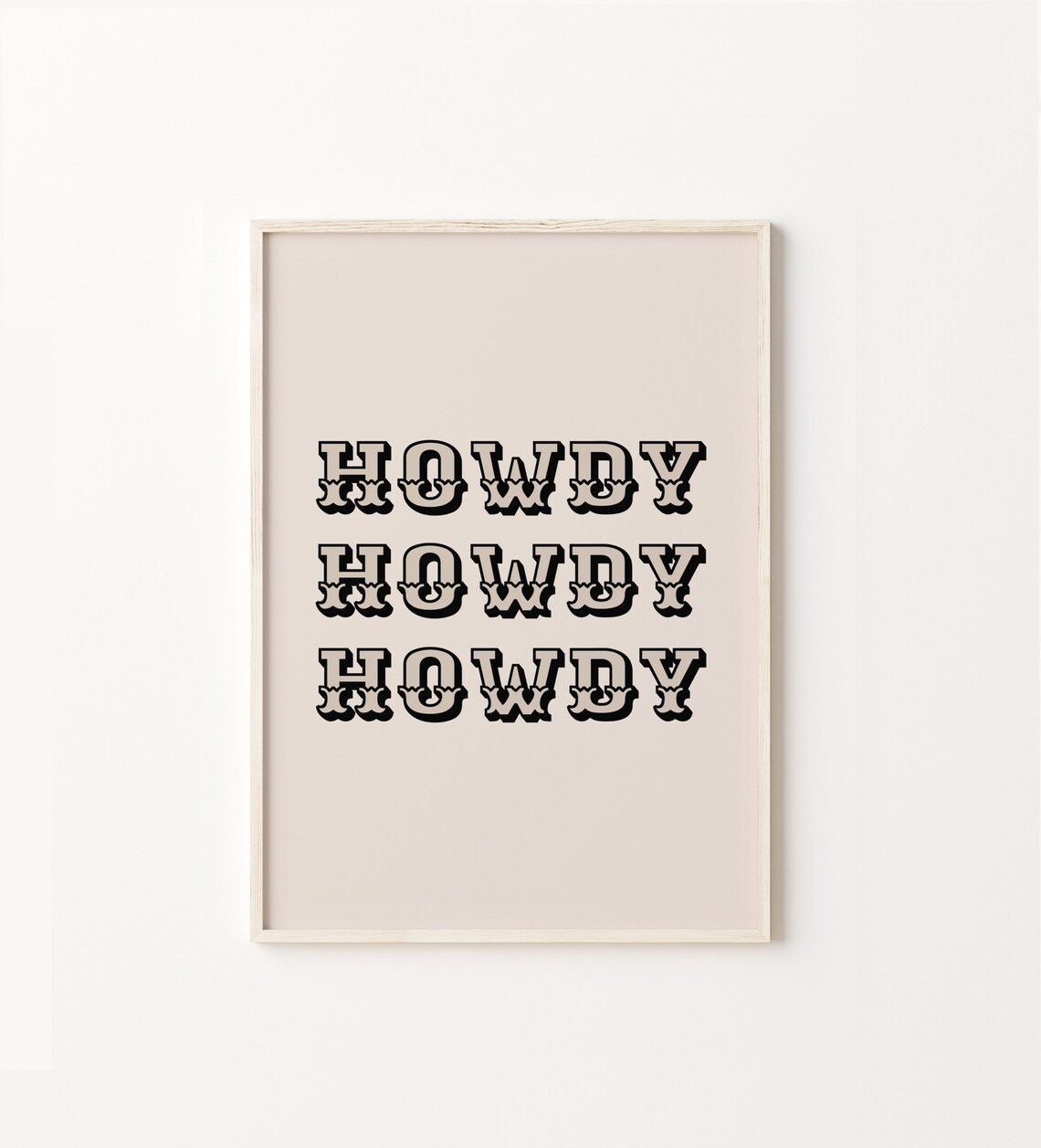 Black Howdy Western Cowgirl Boho Art Print