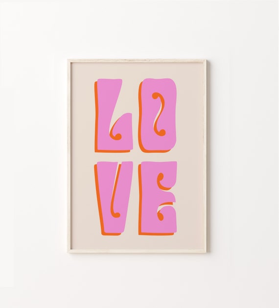 Love Retro 70s Vintage Typography Art Print