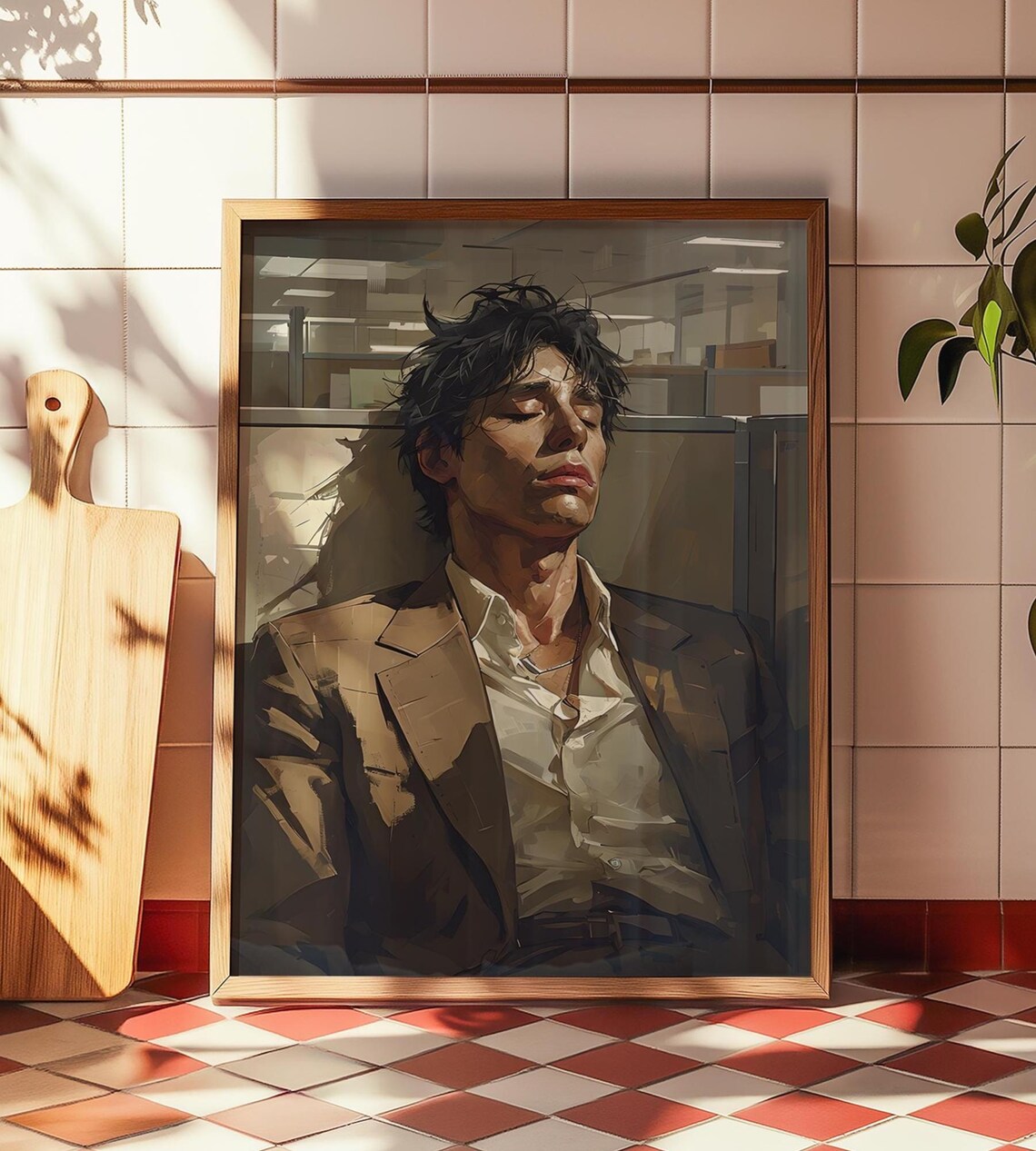 Office Exhausted Man Portrait, Painterly Realism