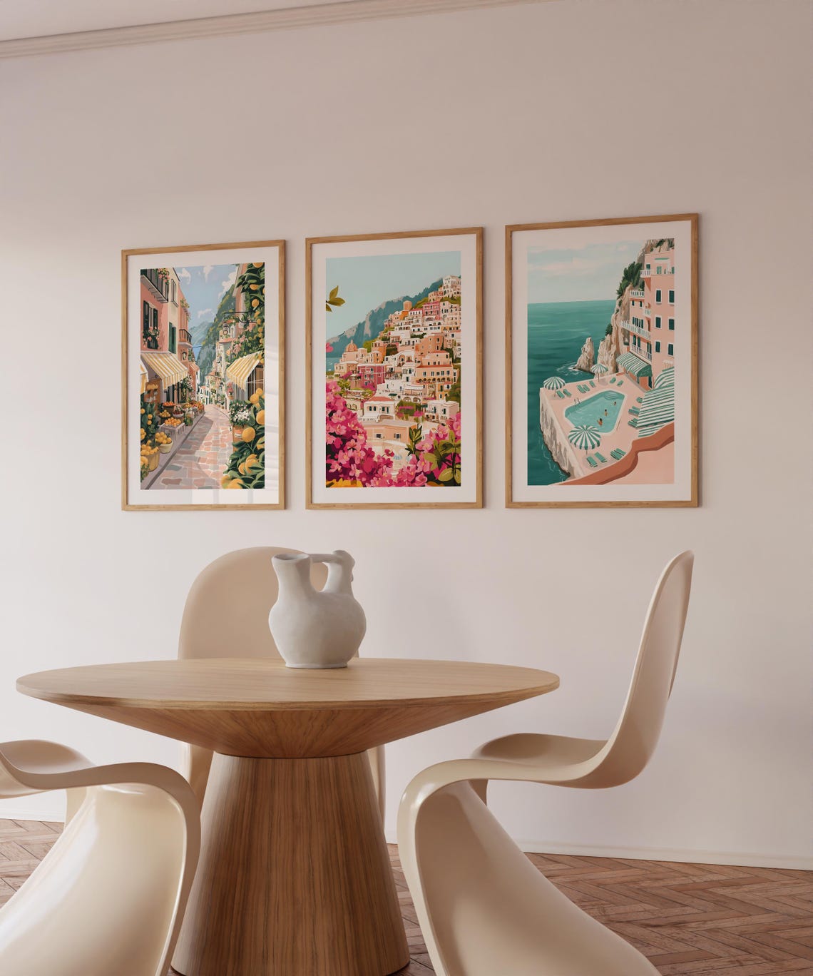 Hotel Swimming Pool Print Amalfi Coast Painting Italy Watercolor Print Pink Green Amalfi Illustration Italy Wall Art Amalfi Poster - Image 2