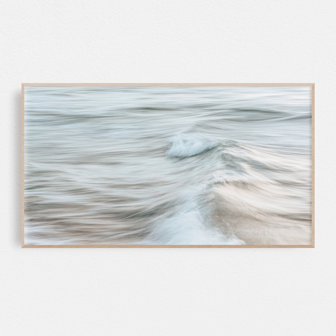 Silver Ocean Wave Motion Blur Abstract Neutral Coastal Art Poster