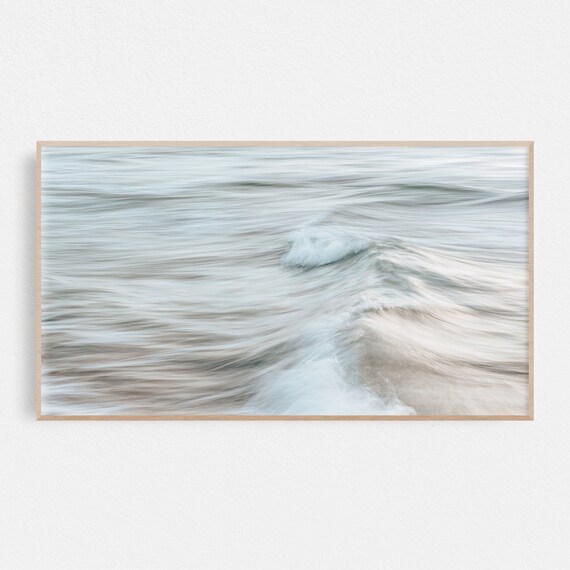 Silver Ocean Wave Motion Blur Abstract Neutral Coastal Art Poster