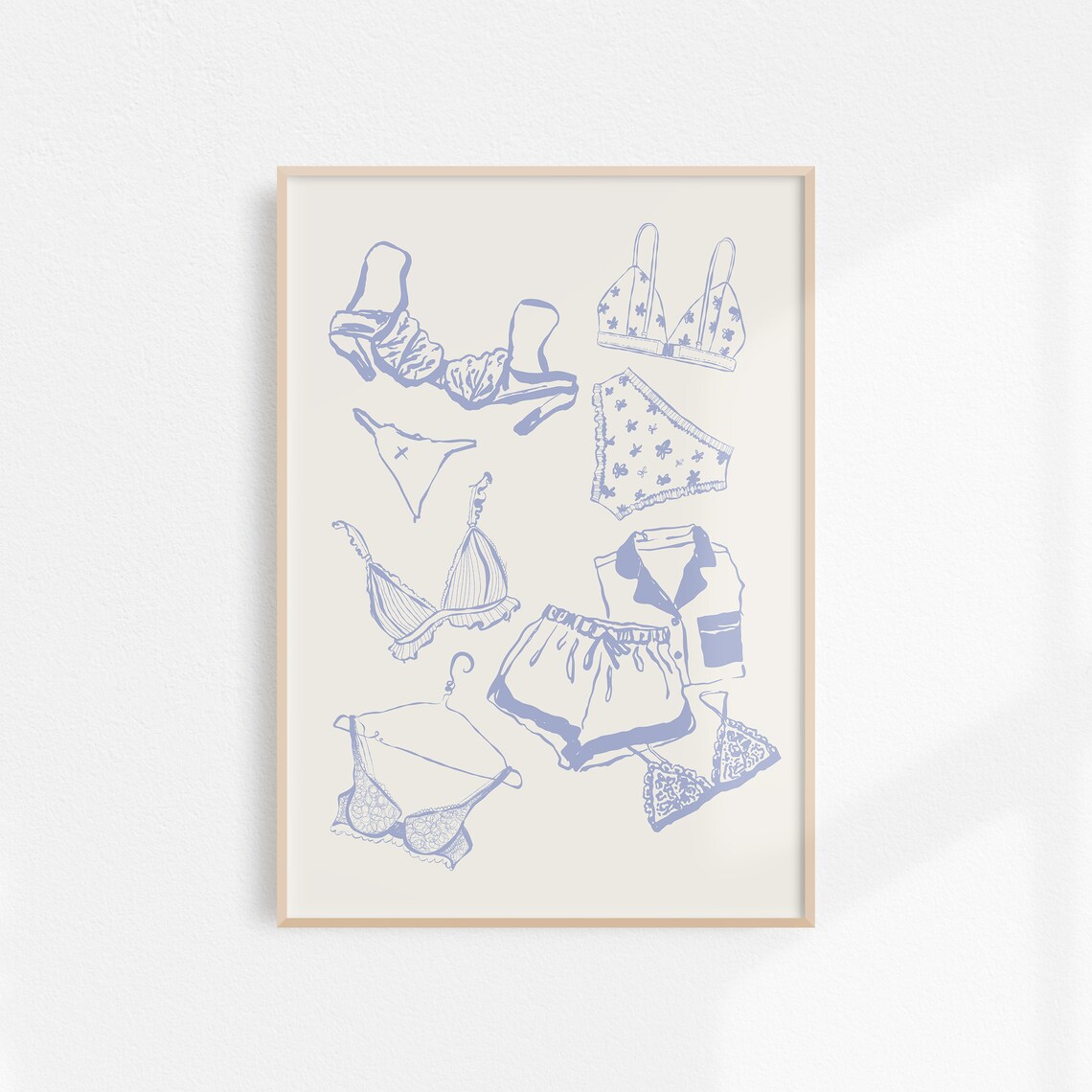 Blue Laundry Print, Coquette Room Decor Art Print