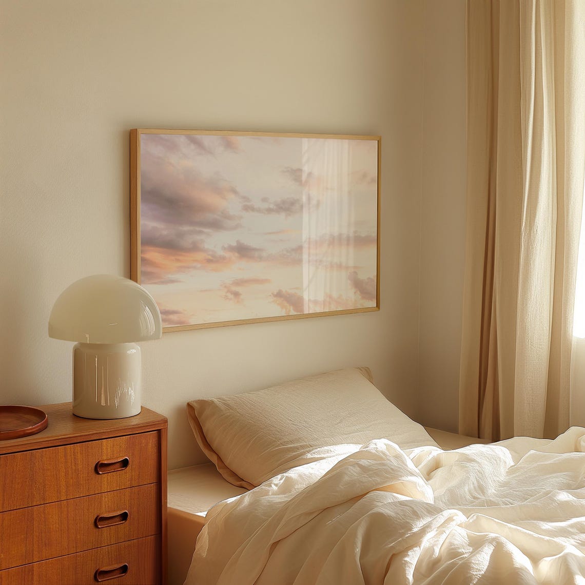 Pastel Sunset Clouds in Pink and Gold Tones Horizontal Sky Poster - Image 2