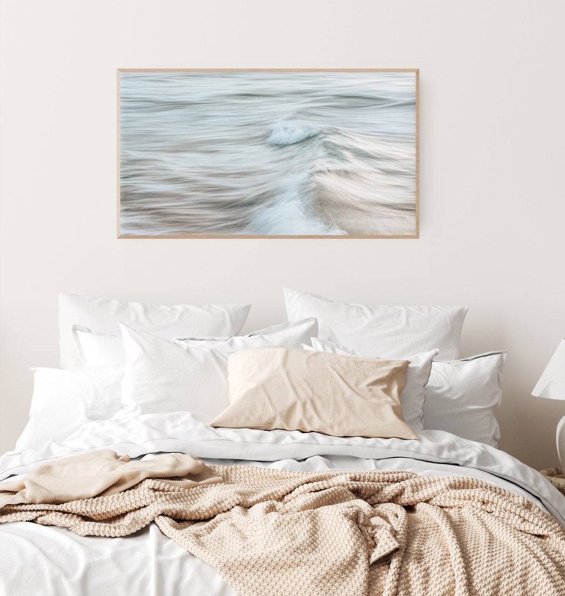 Silver Ocean Wave Motion Blur Abstract Neutral Coastal Art Poster - Image 2