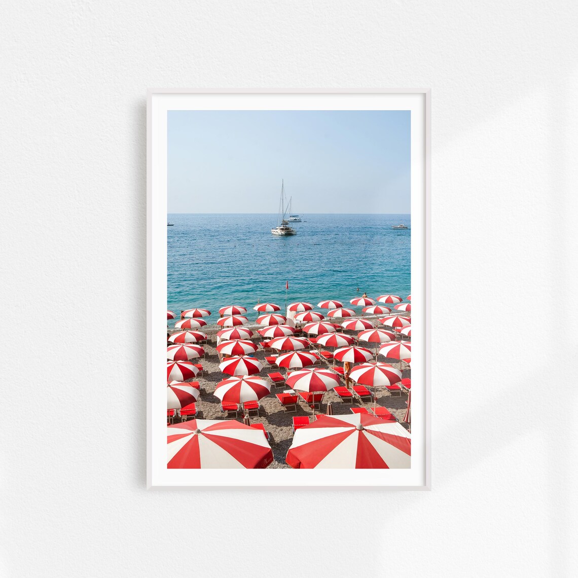 Amalfi Beach Club Italy Travel Poster, Wall Art