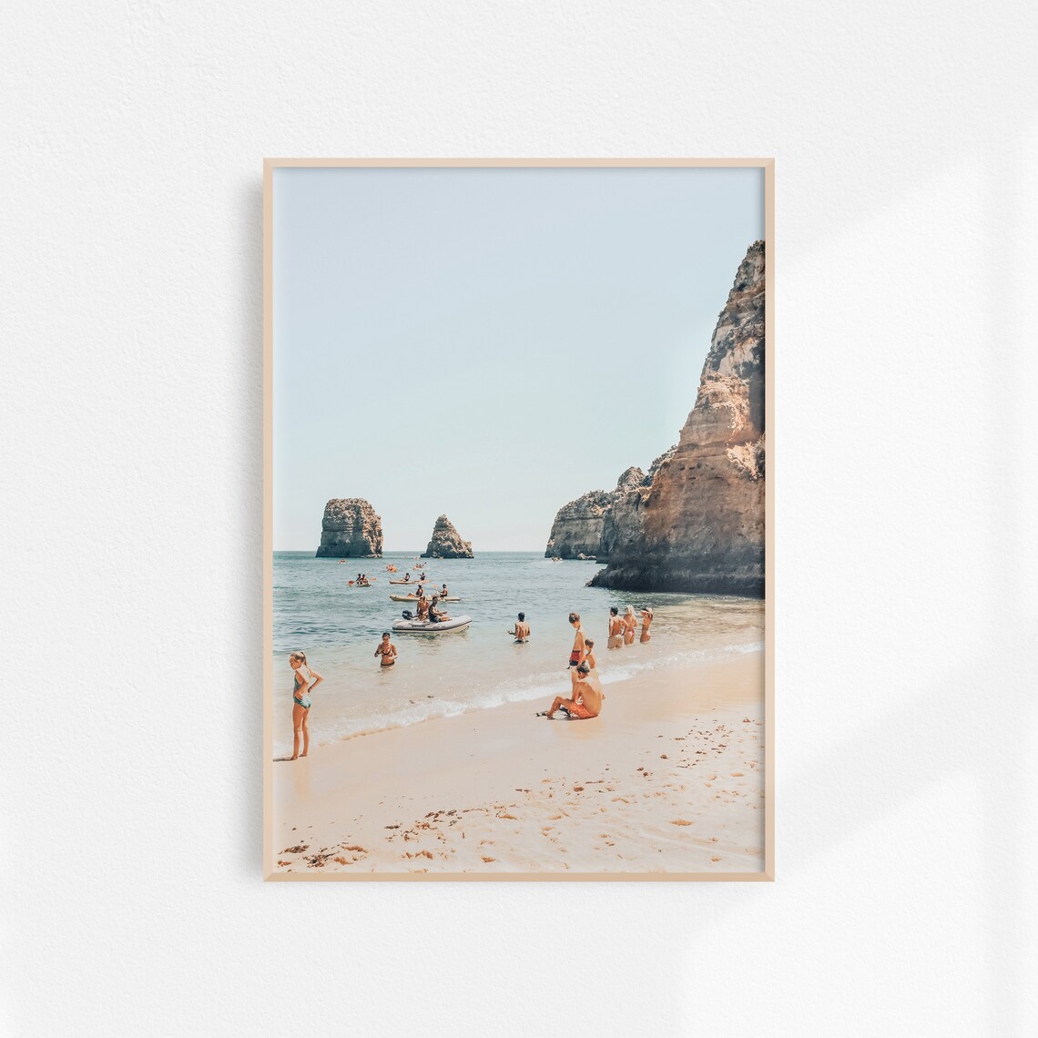 Sunny Beach Coastline Sea Stacks Summer Travel Photo Art Poster