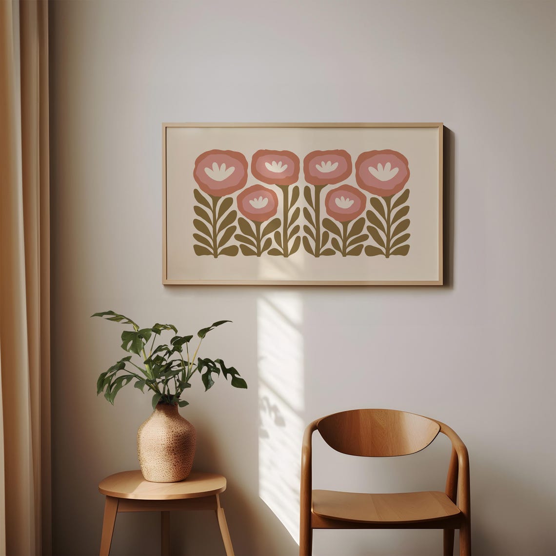 Terracotta Retro Bloom Flower Olive Stem Minimalist Floral Poster - Image 4