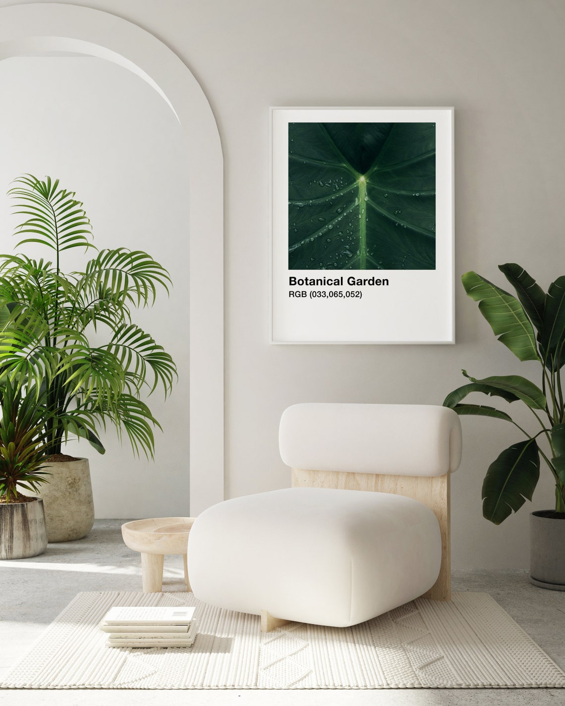 Dark Green Leaf With Water Drops Botanical Color Swatch Poster - Image 3