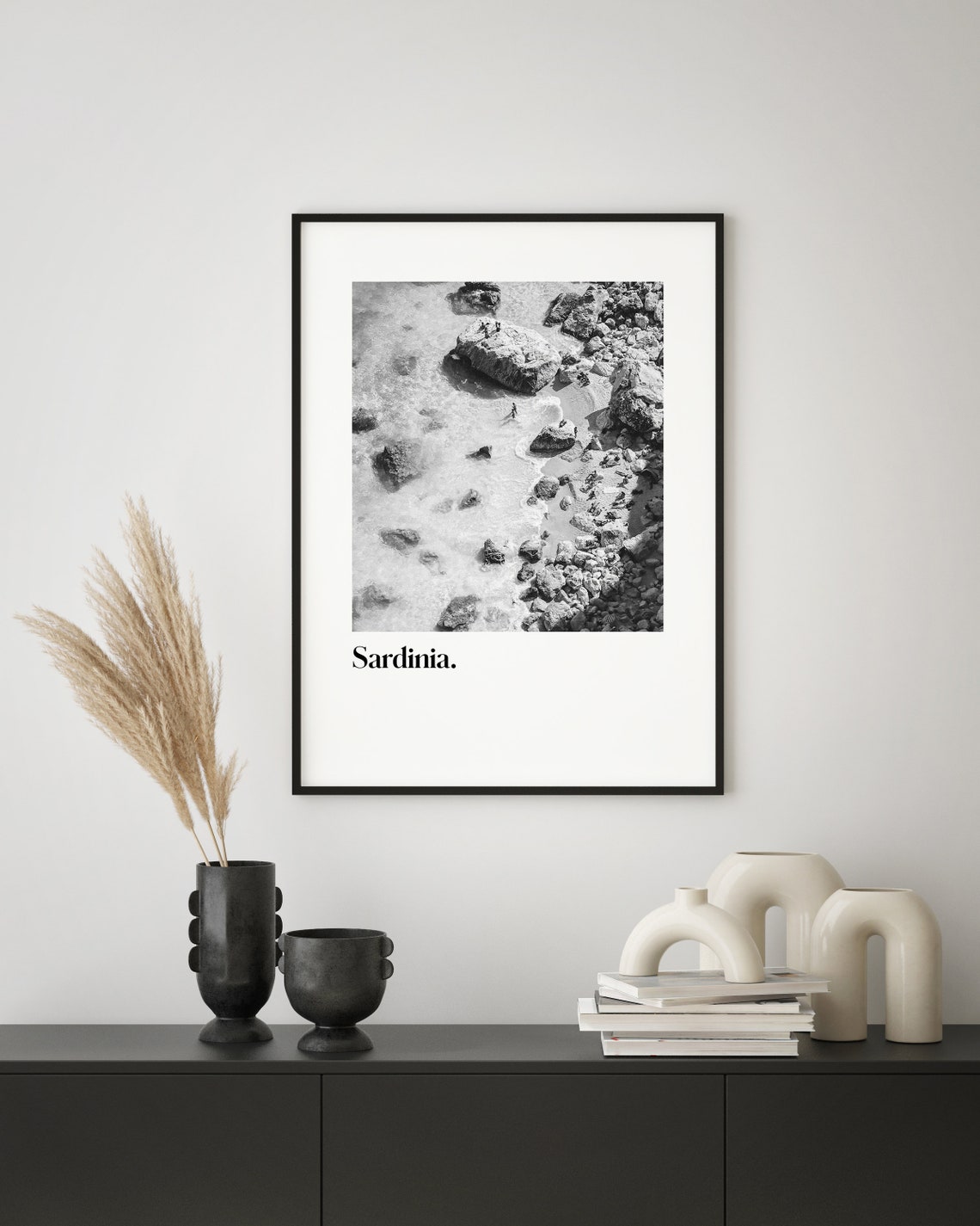 Sardinia Rocky Coastline Aerial Black White Italy Travel Poster - Image 2