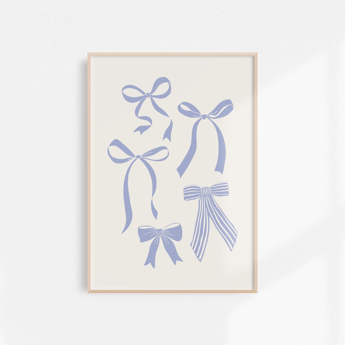 Dusty Blue Coquette Bow Collection Neutral Nursery Art Poster - Image 3