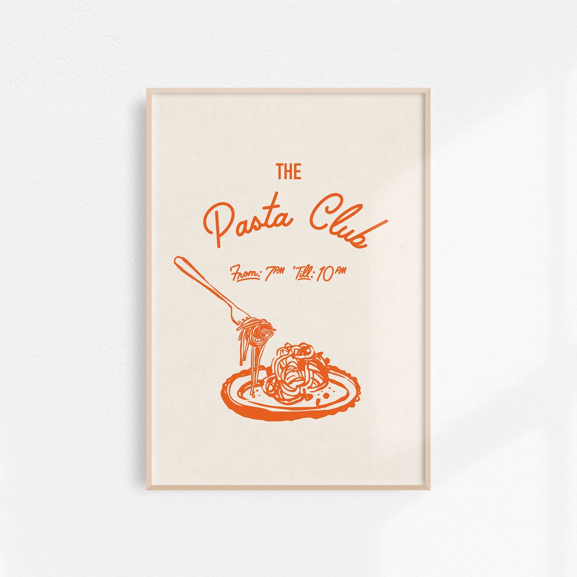 Hand Drawn Pasta Club Retro Kitchen Art Print