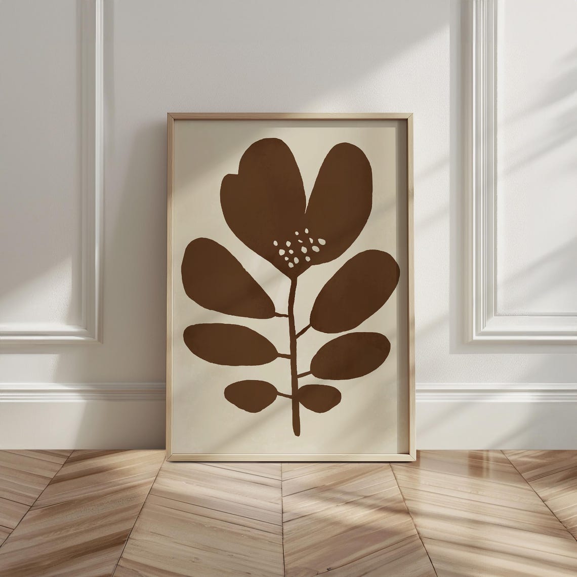 Brown Abstract Bloom Cream Background Soft Minimalist Art Poster - Image 4