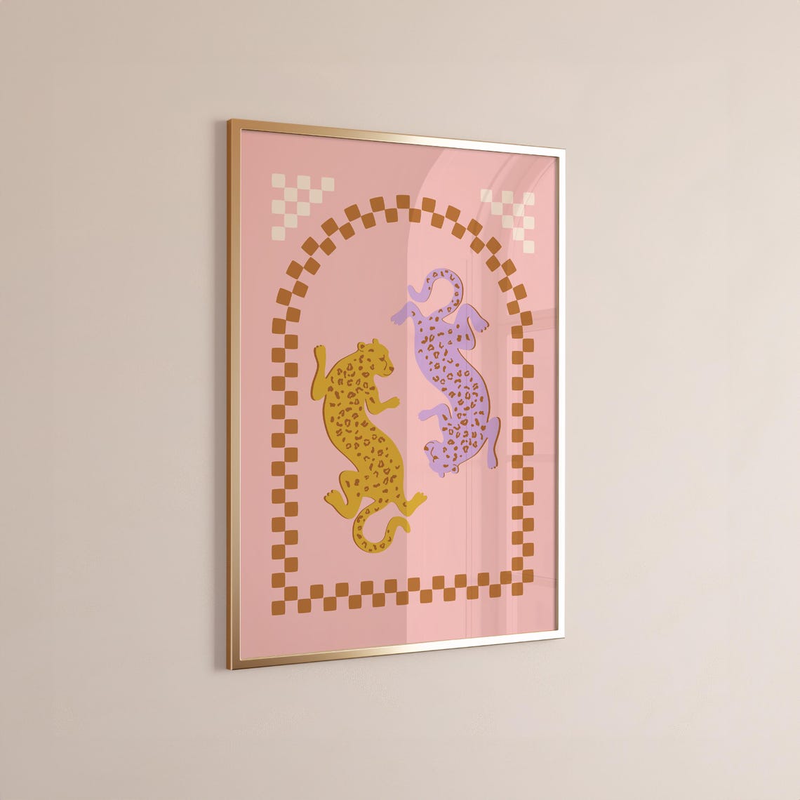 Pink Leopards Duo Maximalist Retro Preppy Animal Arch Poster - Image 2