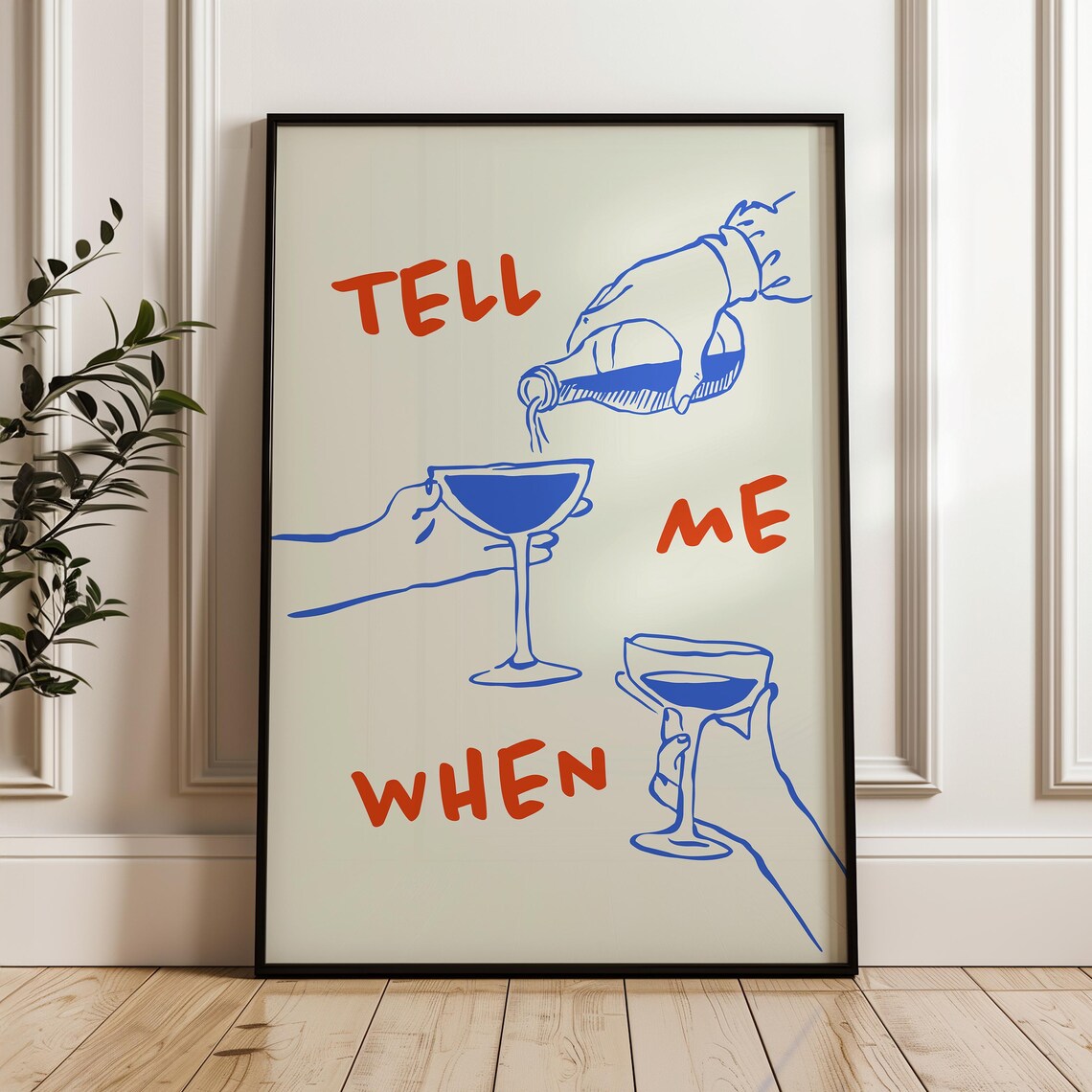 Tell Me When Retro Wine Poster, Bar Cart Decor